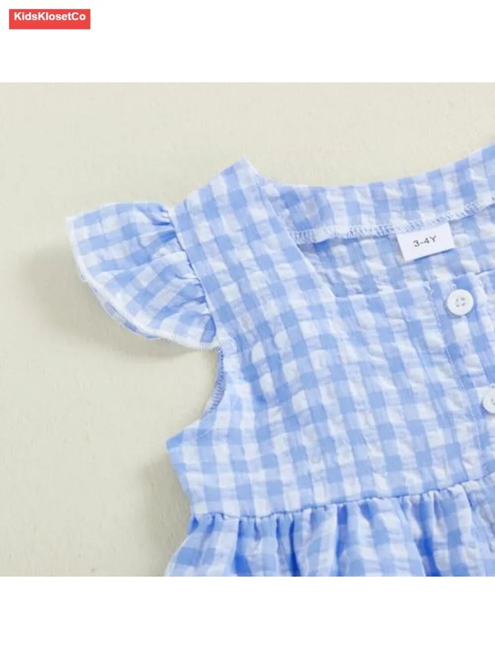 Girls Summer Outfit Set Ruffle Sleeve Button Up Top Plaid Pants Toddler Clothes